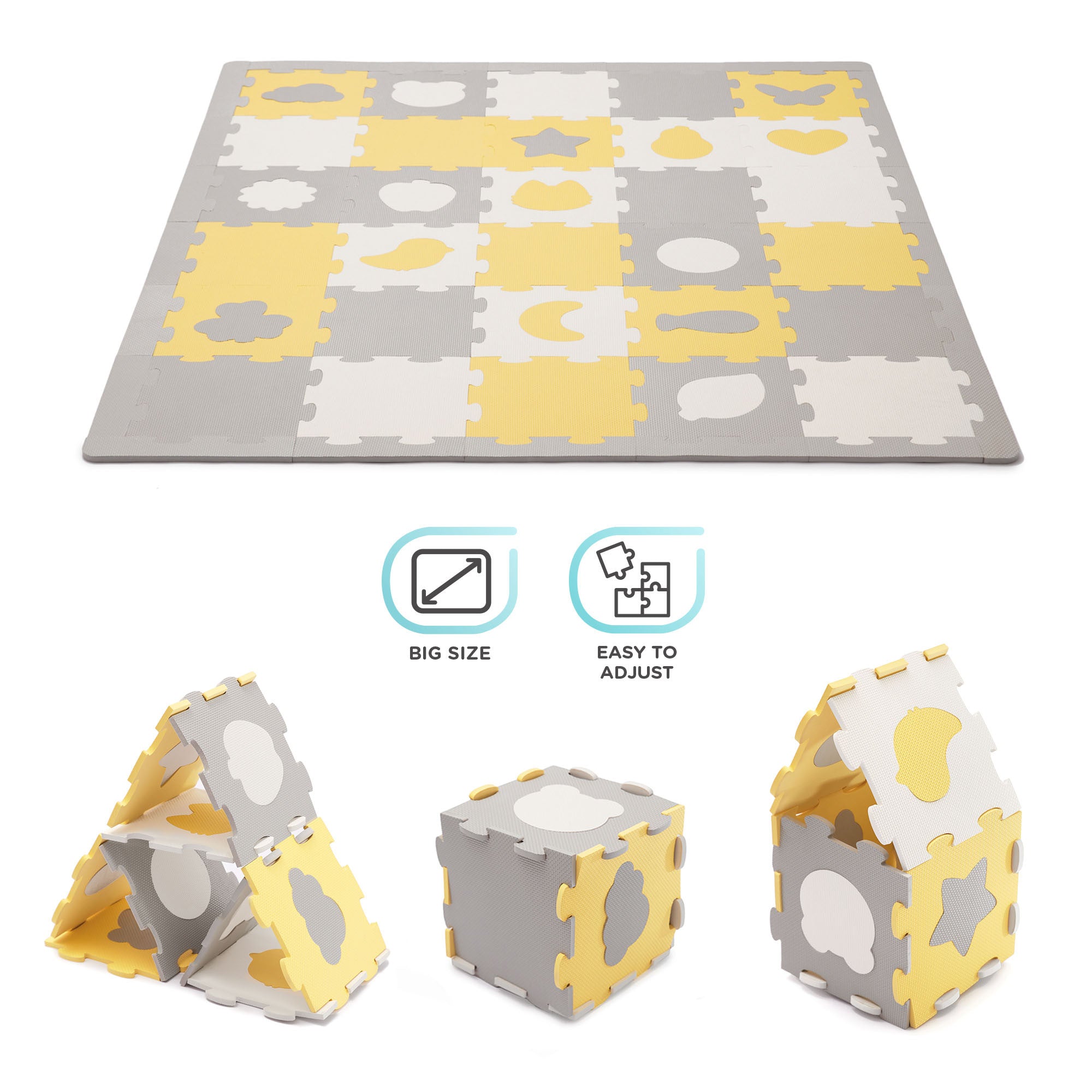 KinderKraft LUNO SHAPES мек пъзел жълт KPLUSH00YEL - снимка 3