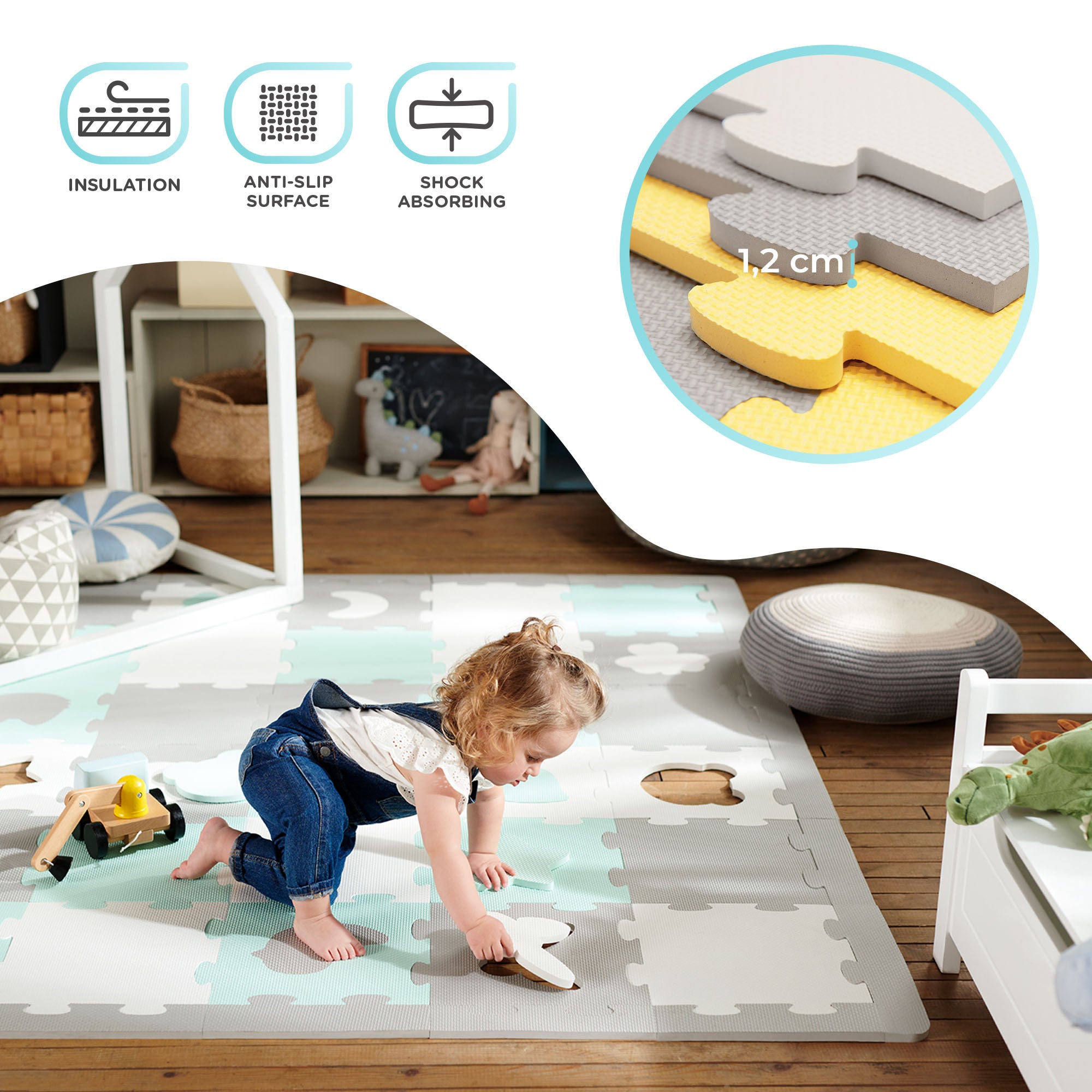 KinderKraft LUNO SHAPES мек пъзел жълт KPLUSH00YEL - снимка 5