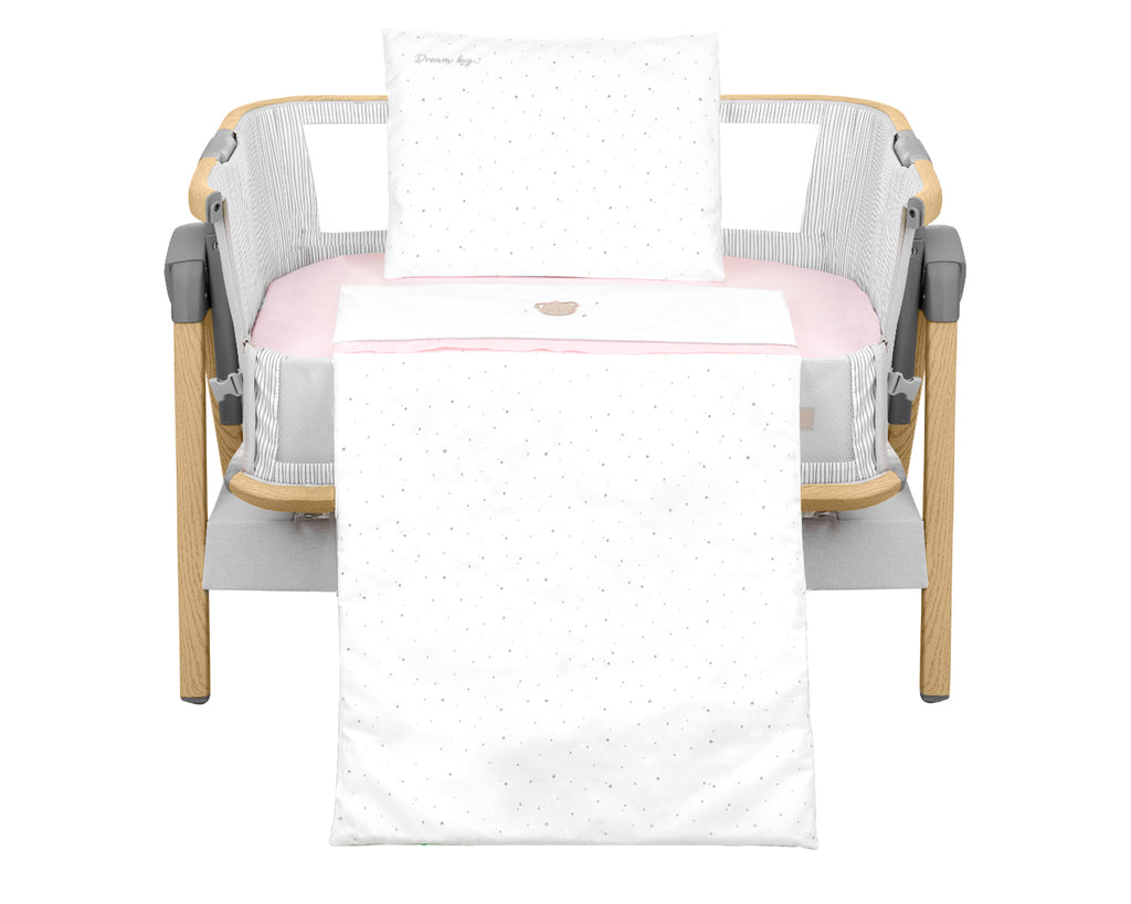 Бебешки спален комплект за мини-кошара 3ч Dream Big Pink