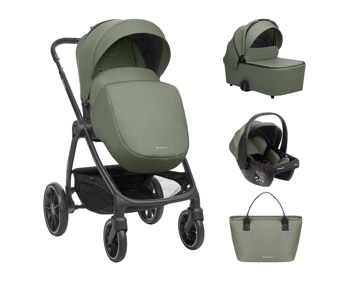 Комбинирана количка 3в1 с кош за новородено Modena Army Green | Kikkaboo