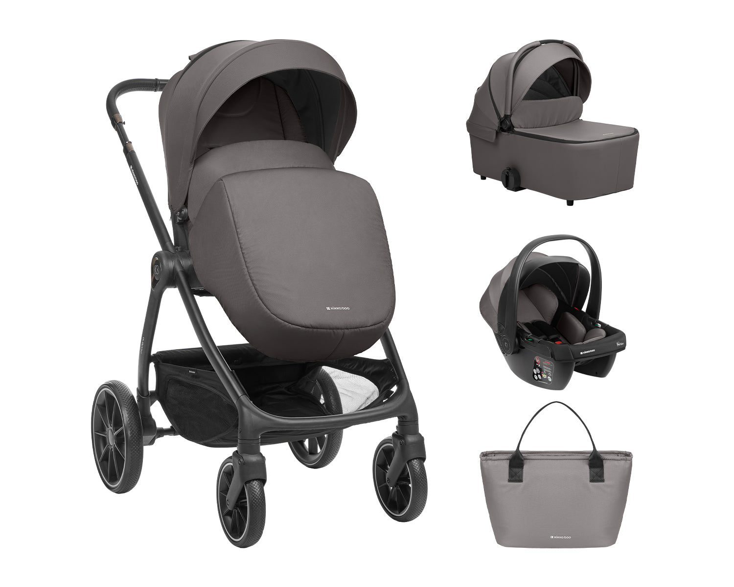 Комбинирана количка 3в1 с кош за новородено Modena Dark Grey | Kikkaboo