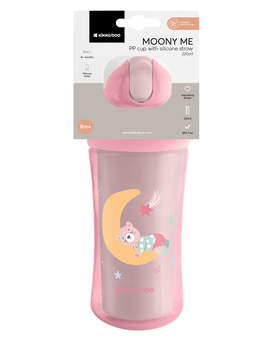 Чаша със силиконовa сламка 220мл Moony me Pink - снимка 4