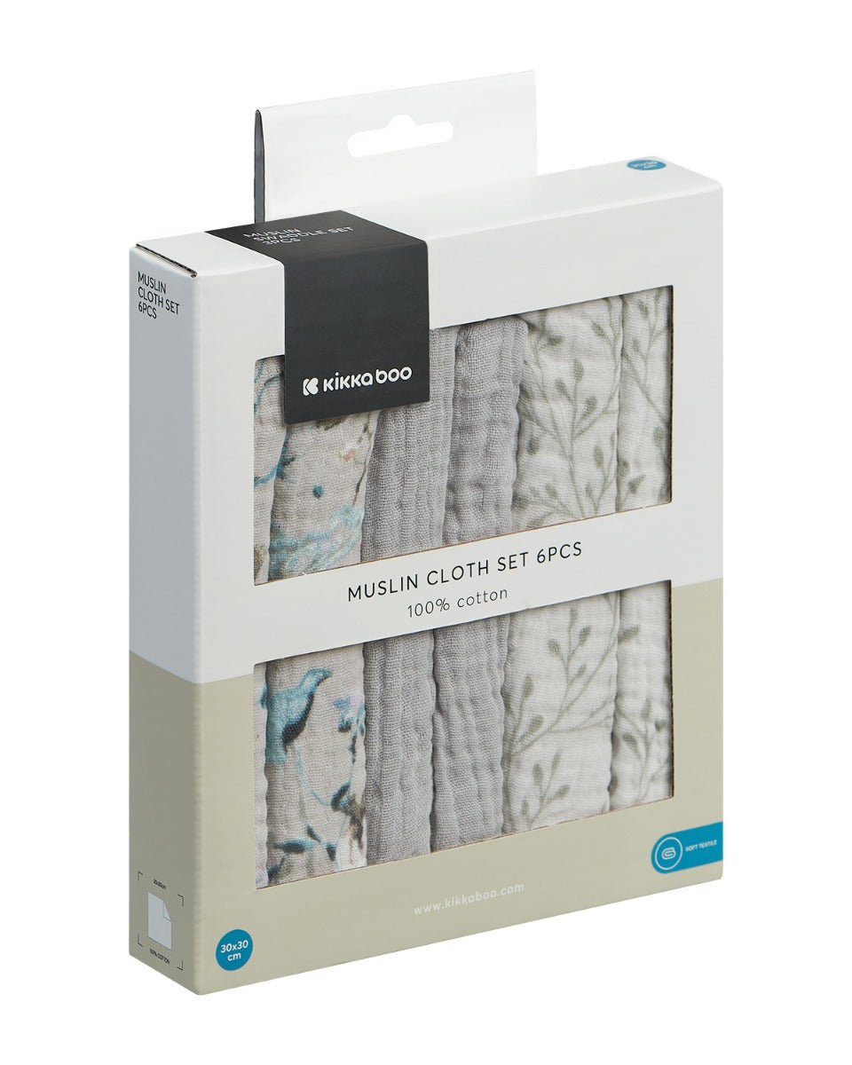 Комплект 6 бр муселинови кърпички 30х30 см Dreamy Fields Grey - снимка 2
