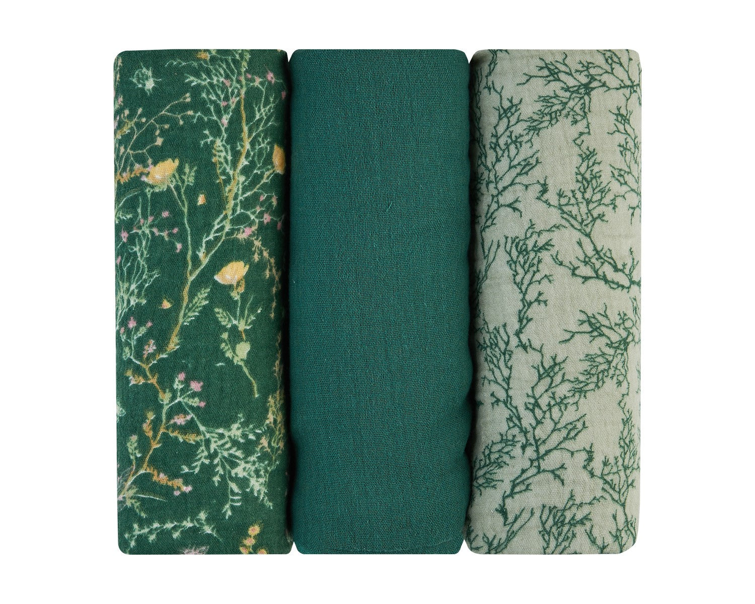 Комплект 3 бр муселинови пелени 75х75 см Secret Garden Green | Kikkaboo