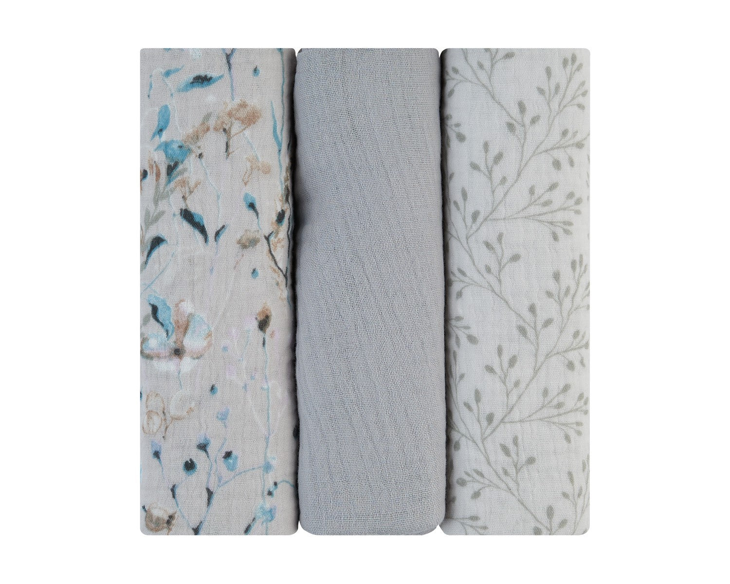 Комплект 3 бр муселинови пелени 75х75 см Dreamy Fields Grey | Kikkaboo