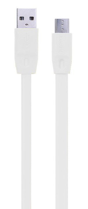 Кабел за данни micro USB Flat, Remax Full Speed, 2м, Черен, Бял - 14350