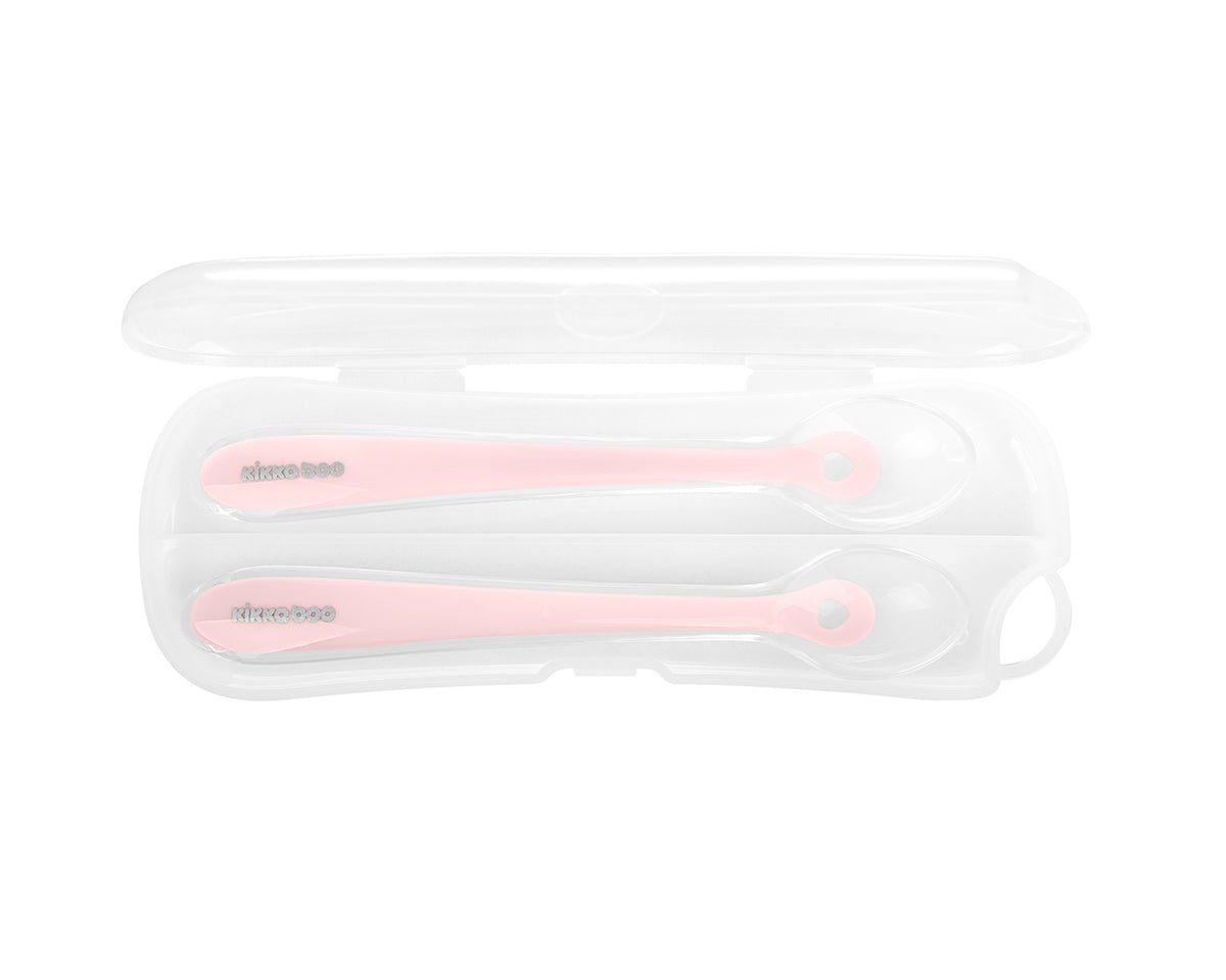 Лъжици силиконови в кутия 2бр Pink | Kikkaboo
