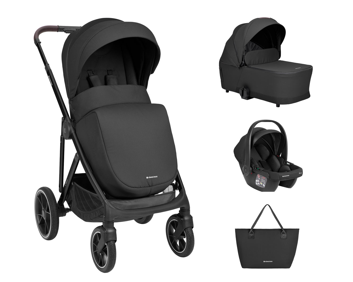 Комбинирана количка 3в1 с кош за новородено Chiara Black