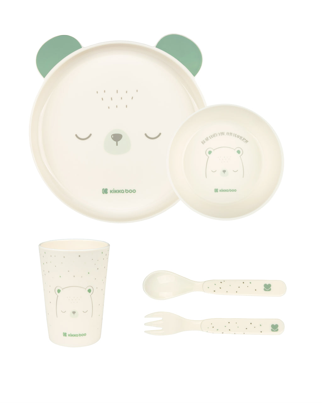 Сет за хранене пластмаса Bear with me Mint | Kikkaboo