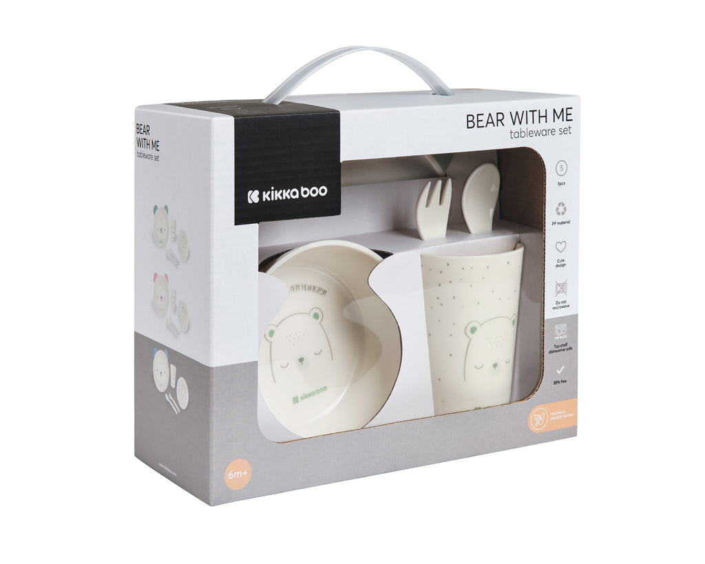 Сет за хранене пластмаса Bear with me Mint - снимка 6