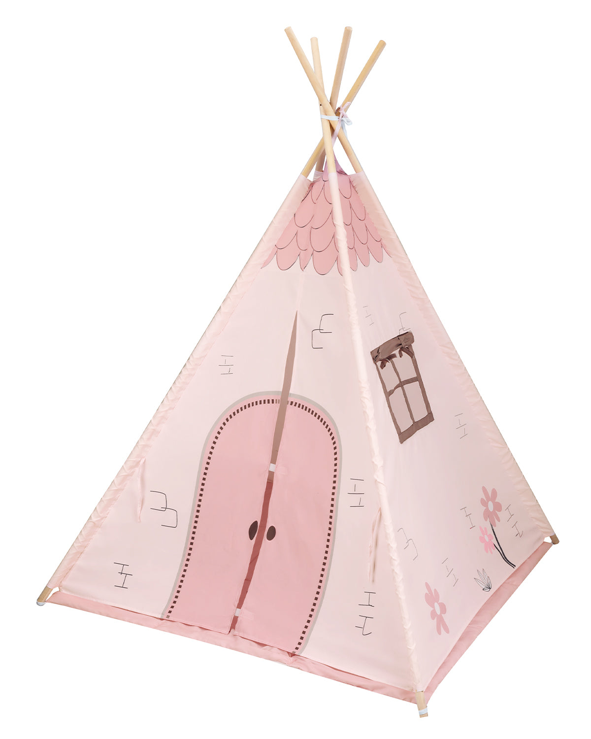 Дървена палатка за игра с мека подложка - Pink House | Kikkaboo