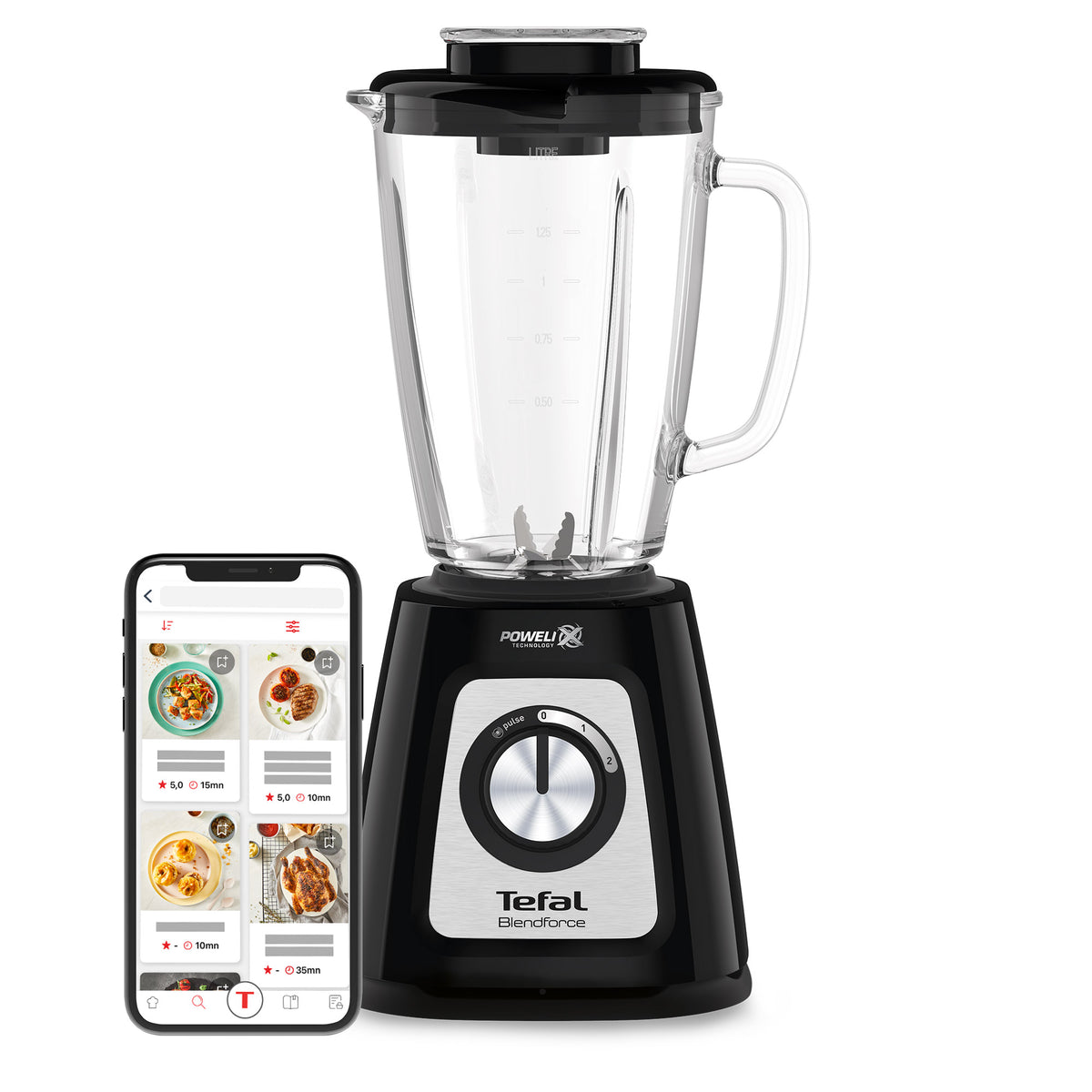 Tefal BL435831 BlendForce II Glass 800W черен блендер | BGShopping