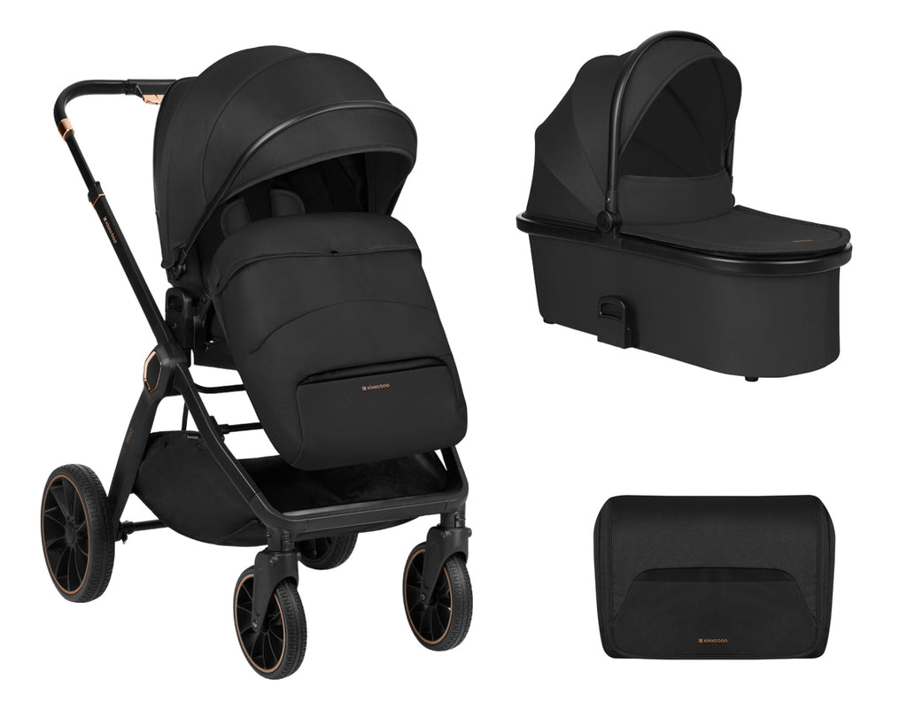 Комбинирана количка 2в1 с кош за новородено Tiffany Black 2024 | Kikkaboo