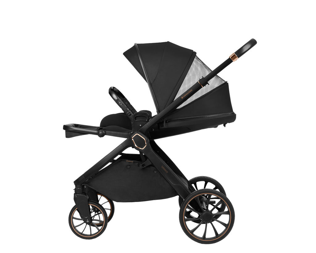 Комбинирана количка 2в1 с кош за новородено Tiffany Black 2024 - снимка 8