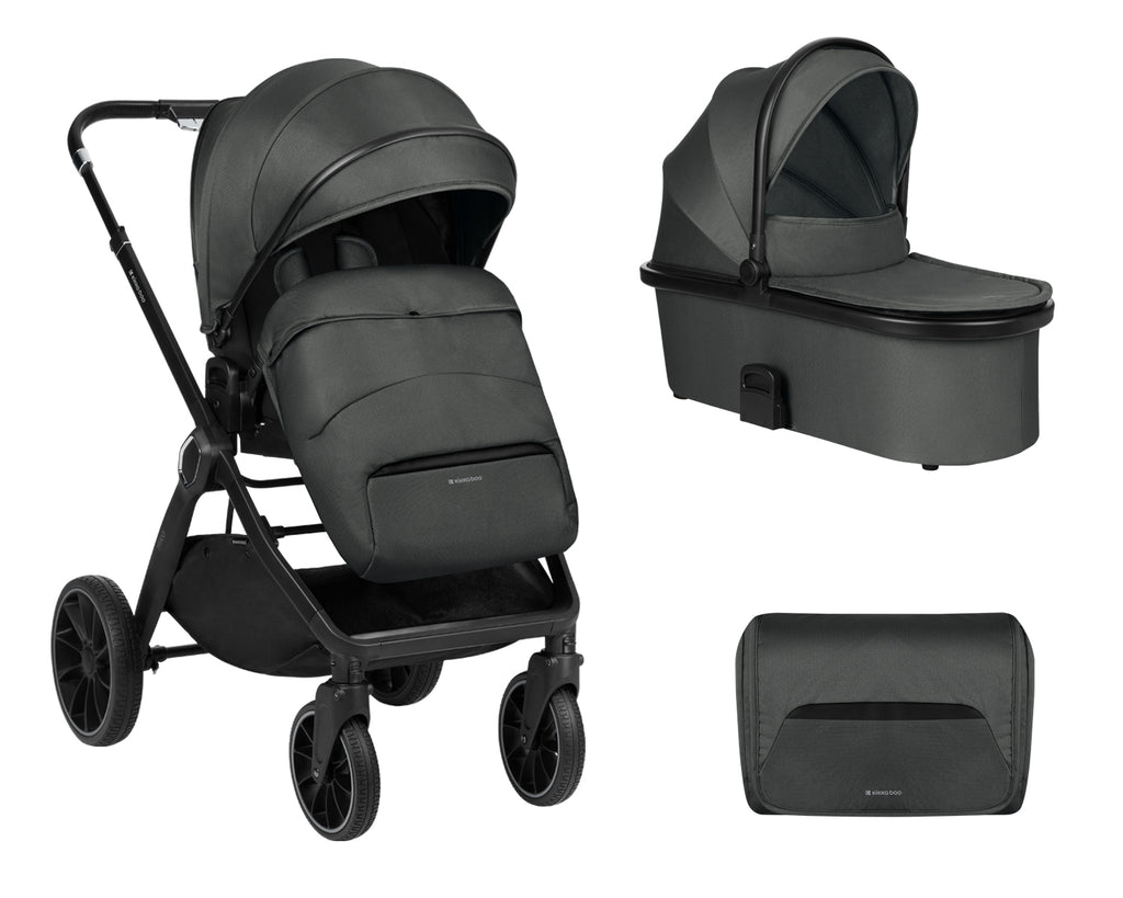 Комбинирана количка 2в1 с кош за новородено Tiffany Dark Grey 2024 | Kikkaboo