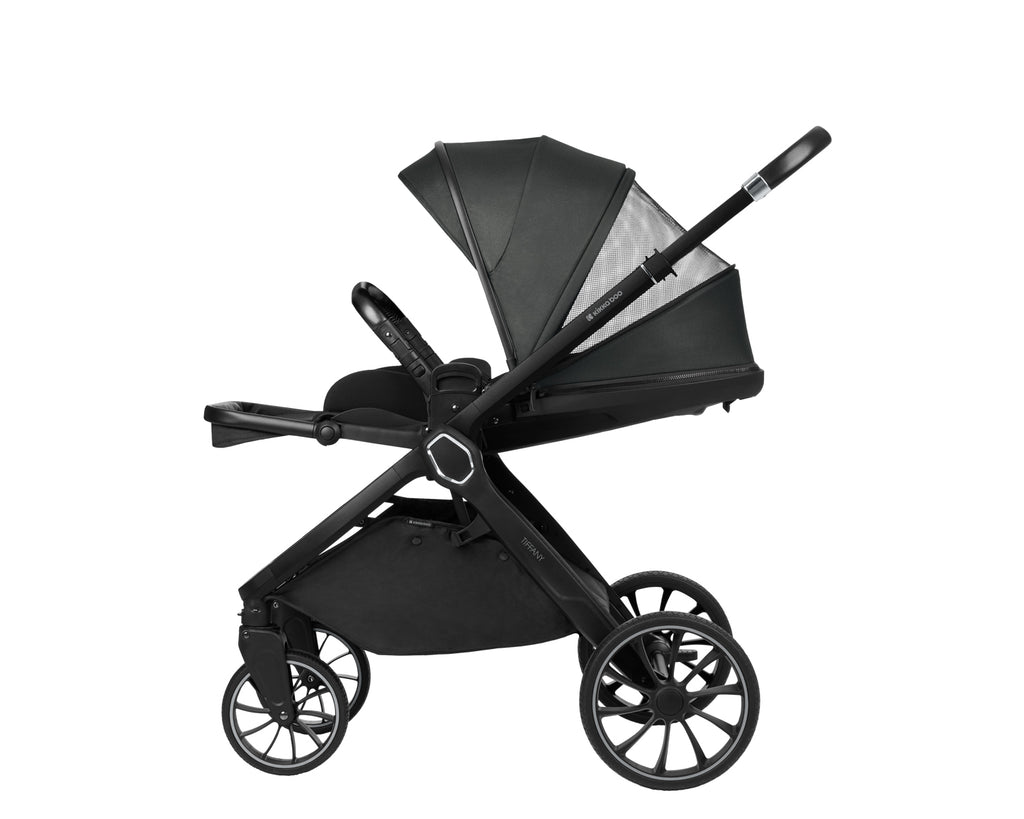 Комбинирана количка 2в1 с кош за новородено Tiffany Dark Grey 2024 - снимка 8
