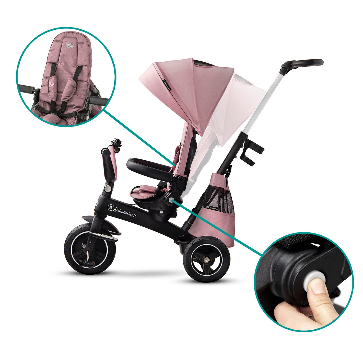KinderKraft EASYTWIST розова триколка KKRETWIPNK - снимка 11
