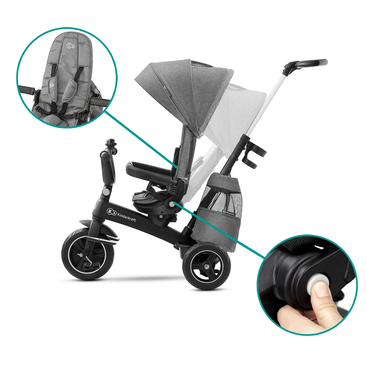 KinderKraft EASYTWIST сива триколка KKRETWIGRY - снимка 6