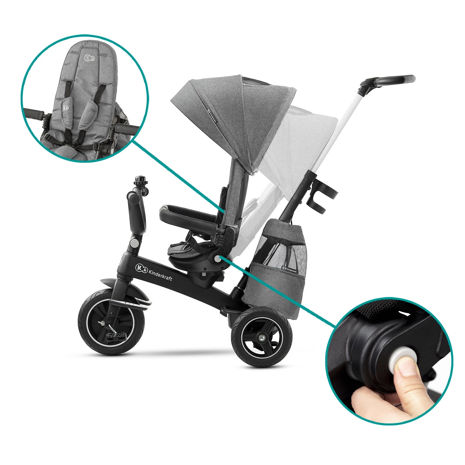 KinderKraft EASYTWIST сива триколка KKRETWIGRY - снимка 6