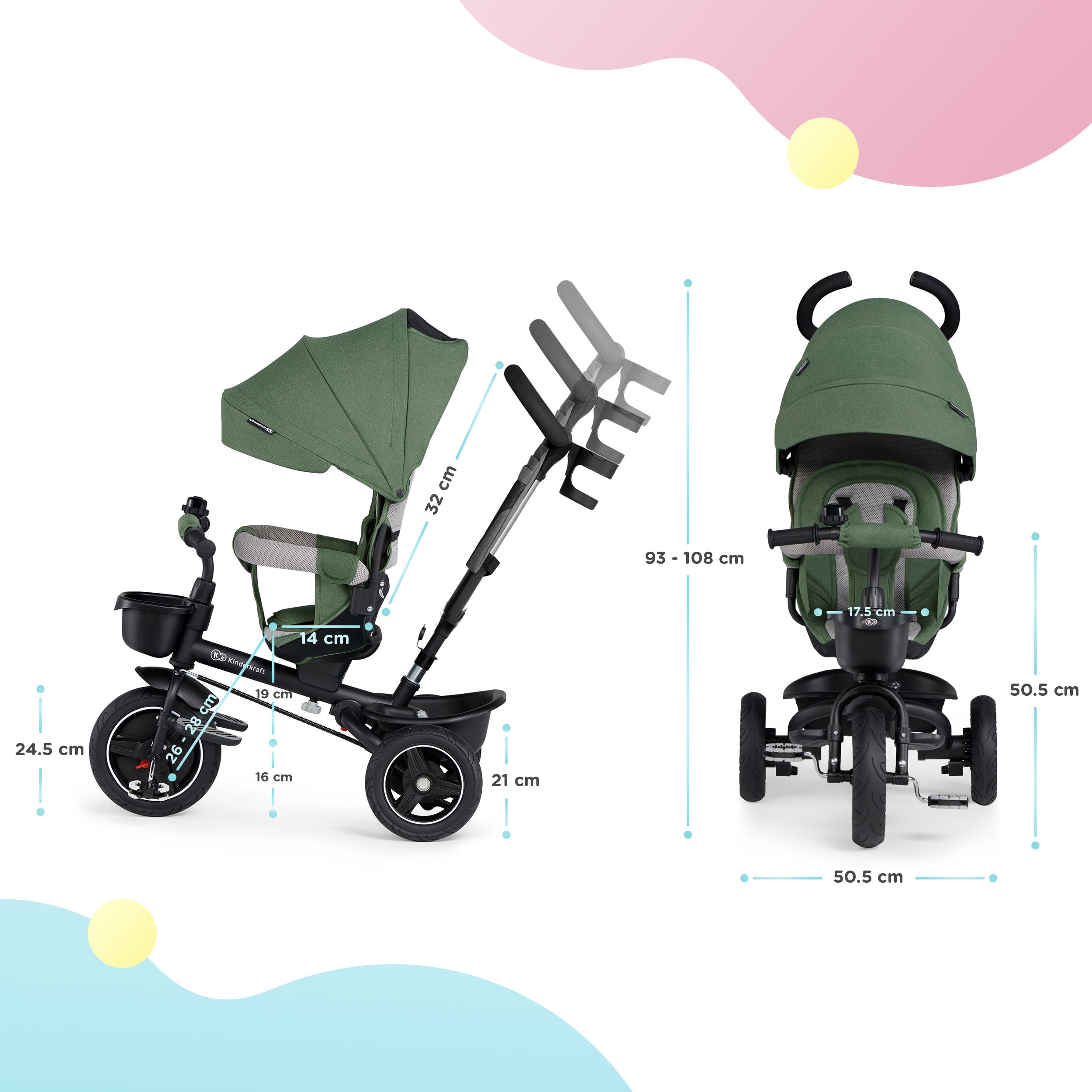Kinderkraft SPINSTEP триколка зелена KRSPST00GRE - снимка 19