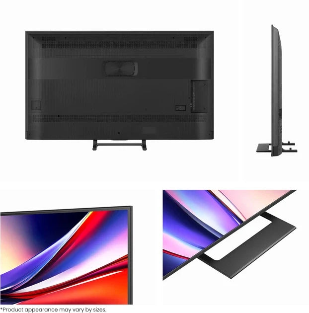 Hisense 50A7Q 50 инча QLED телевизор: заден панел, стойка и изглед отстрани