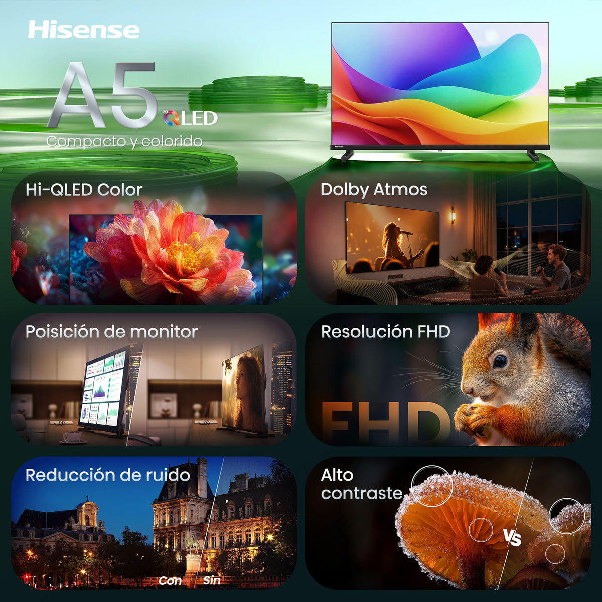 Hisense 40A5S QLED Full HD официална снимка основни характеристики