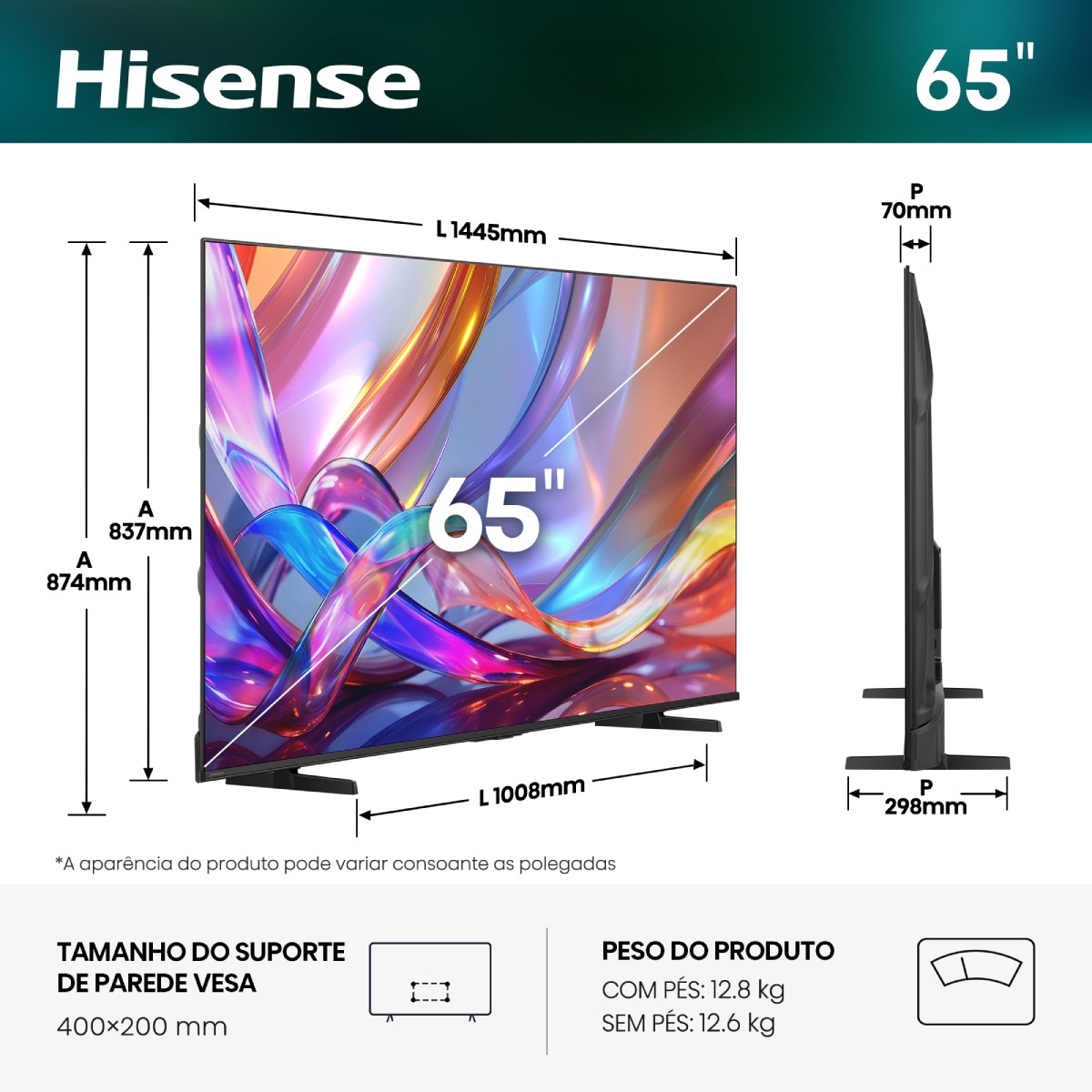 Hisense 65E7S 65 инча размери и VESA монтаж